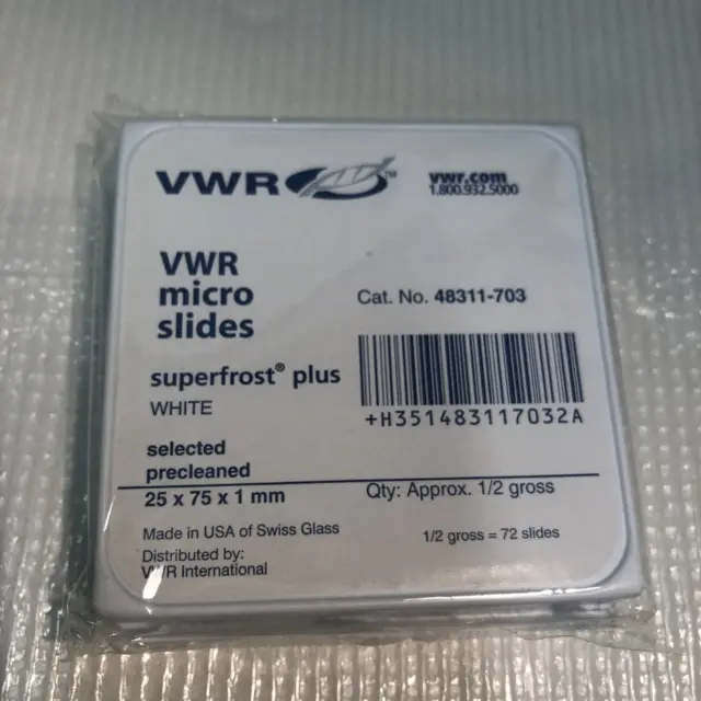 72 VWR Micro Slides Superfrost Plus 25x75x1mm # 48311-703 Cytology (Case of 16)