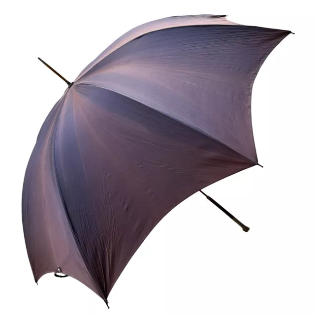 Victorian Antique Sterling Silver Repousse Handle Umbrella 39.5” Parasol Purple