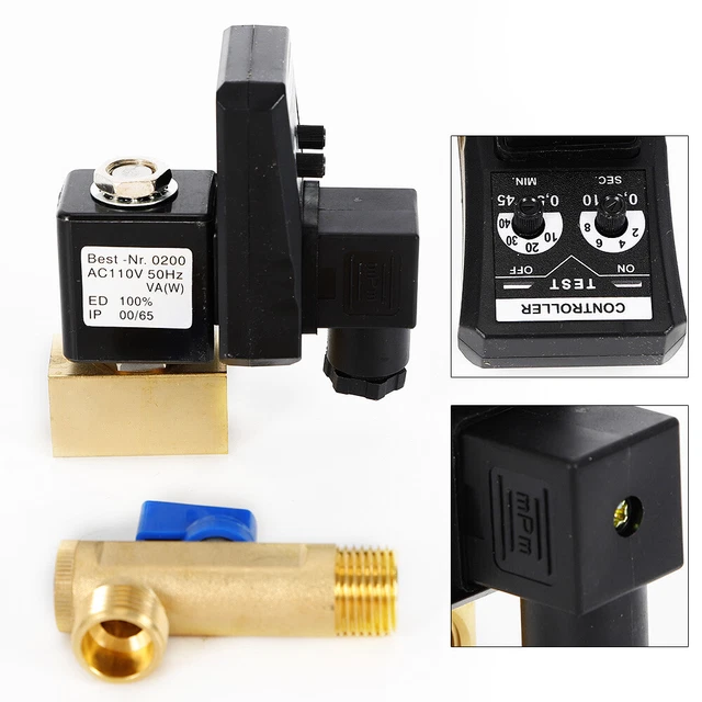 1/2" Timing Drain Valve Air Compressor Tank 2-way Direct-acting Valve 110V 50Hz