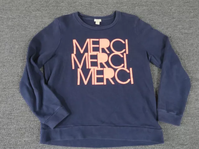 J Crew Sweatshirt Womens Medium  Blue Crew Neck Long Sleeve Pullover Merci