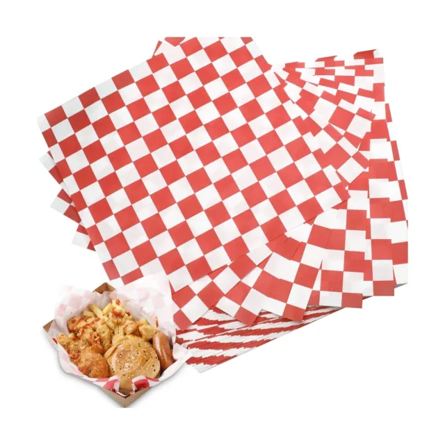 500 Deli Paper Sheets 12 x 12 Inch Red and White Checkered Food Wrapping Pape...