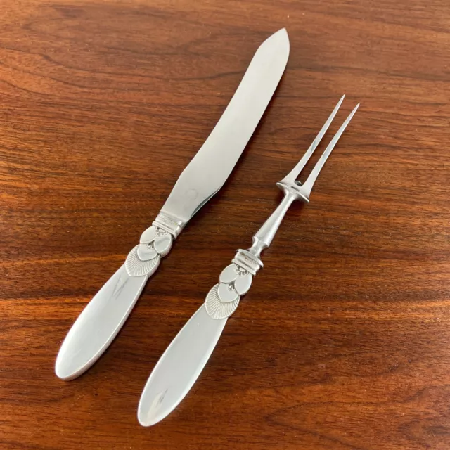Georg Jensen Danish Sterling Silver Handled Steak Carving Set Cactus No Mono