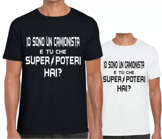 T-shirt Camionista da uomo divertente Professione super eroe maglietta ironica