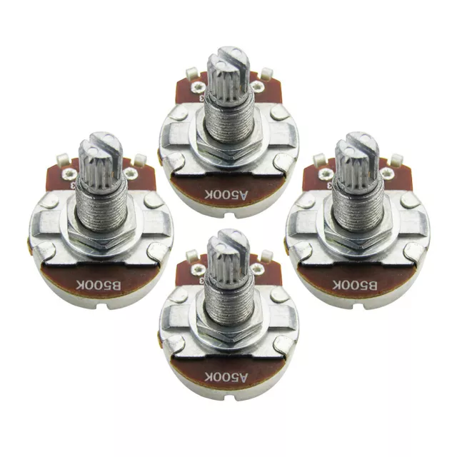 4PCS A500K + B500K Guitar Potentiometer Pot 18mm Long Shaft Linear / Audio Taper