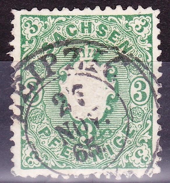 Sachsen Nr.  14, gest. zentrisch Doppelkreisstempel D63 Leipzig