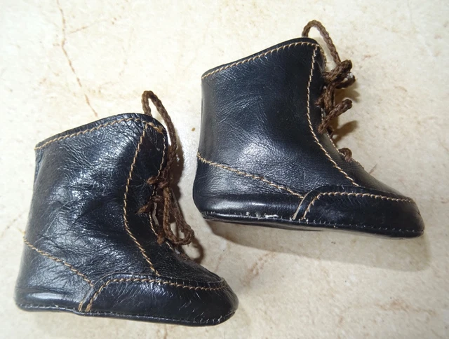 Paire de chaussures de style ancien en cuir pour BB Sfbj/Jumeau 3