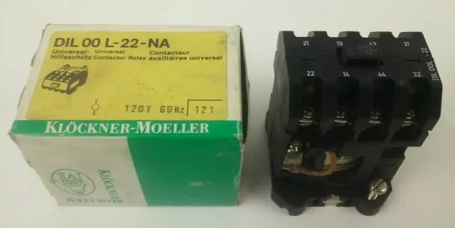 Klockner Moeller Dil00L-22-Na Contactor Relay 120V Coil, 3Ph, 300V, 20A, 3/4Hp