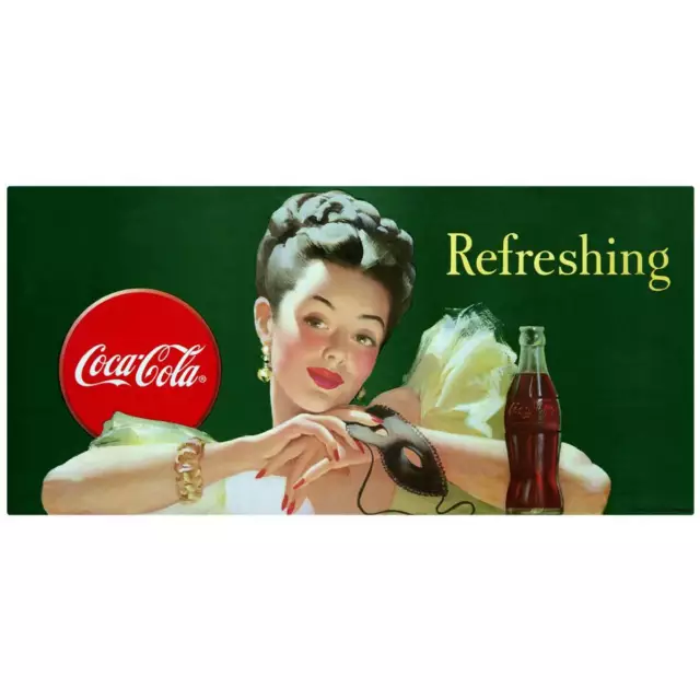 Refreshing Coca-Cola Girl With Mask Wall Sticker Wall Art Decal 14 x 7