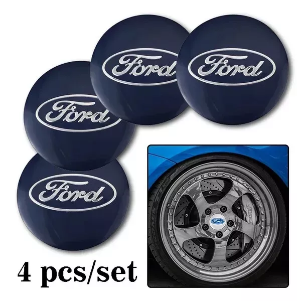 4x 56 MM Adesivo Ford Mozzo Tappo Centrale Ruota Ford 3D Logo Cappuccio Adesivi Blu