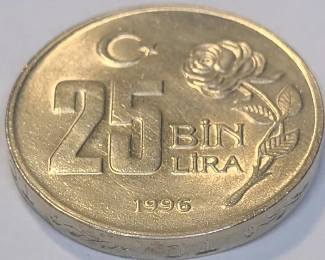 1996 Turkey 25 Bin Lira (25,000 LIRA) World Old Foreign Coin KM#1027 US SELLER