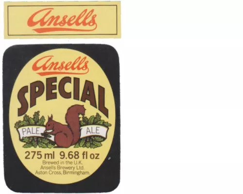 Ansells Breweries Special Pale Ale 275ml 9.68 fl oz Beer Bottle Label