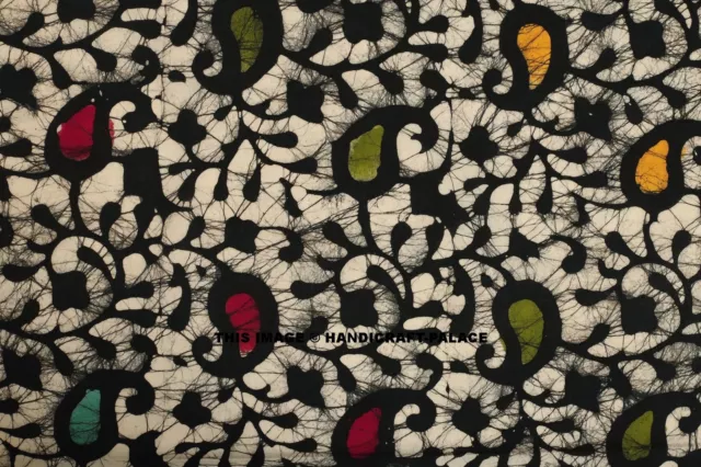 Coton Batik Cachemire Tissu Indien Sanganeri Main Bloc Imprimé Handmade Par Yard