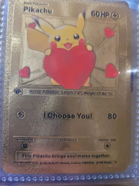 Eevee and Pikachu I Choose You Gold Metal Pokemon Card