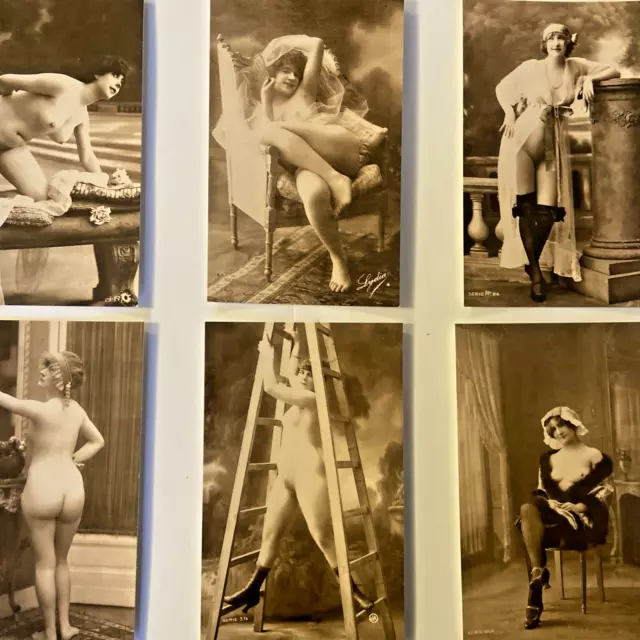 6 X Vintage Nude Lady Risque Naked Edwardian French Lady Postcards FREE POSTAGE