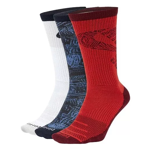 Nike SB Everyday Max Lightweight Crew Socks - Blue/Red/White - Size: Large