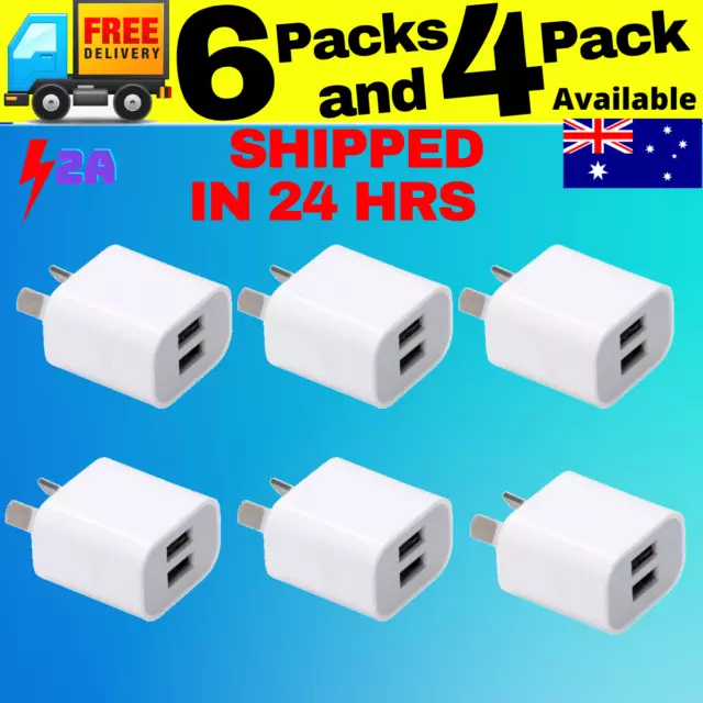 ⚡️ 4 6 PACK 5V Dual USB AC Wall Charger HOME Power Adapter AU Plug Phone 6PCS