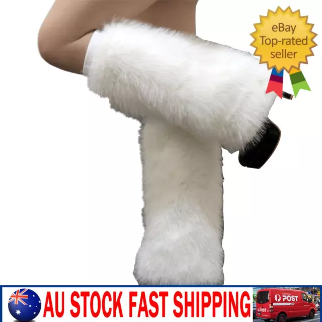 40cm Women's Faux Fur Leg Warmers Boot Socks Fluffies Warming Foot Sleeve AU.