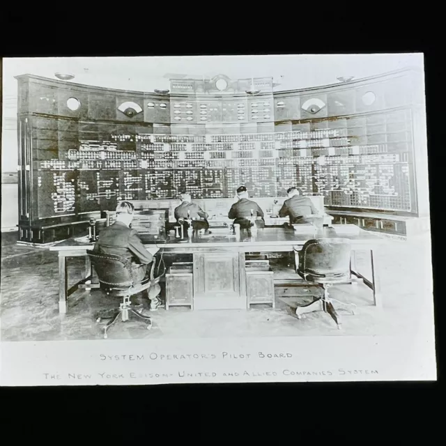 Antique Glass Magic Lantern Slide Photo Pilot Board Edison Allied Power NY