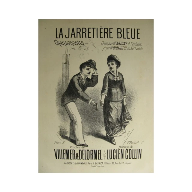 COLLIN Lucien La jarretière Bleue Chant Piano XIXe