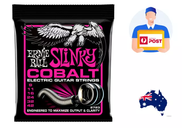 NEW!! Ernie Ball - Slinky Cobalt Electric Guitar Strings 9-42 Gauge 2723 - AUS