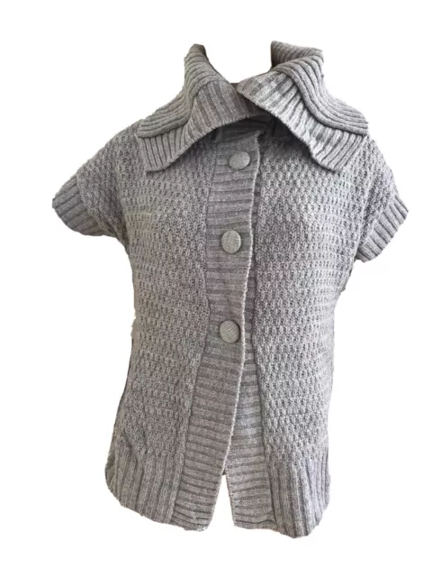 New Look Maternity Grey Knit Short Sleeve Cardigan Medium Uk 12 Eu 40 Us 8 Bnwt