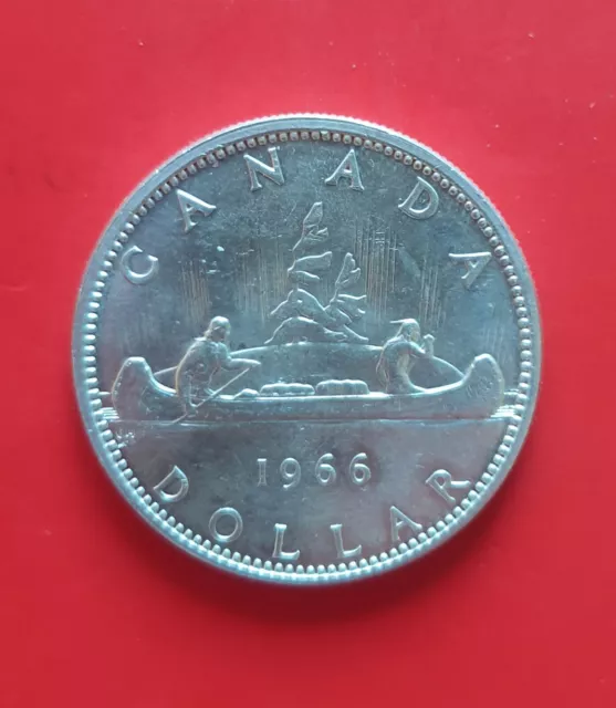 Moneta 1 Dollaro 1966 Canada Argento Elisabetta II - Canoa
