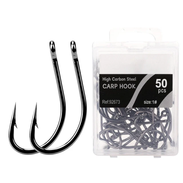 Professional Grade Barbed Hooks for Carp Fishing High Carbon Steel (50pcs)