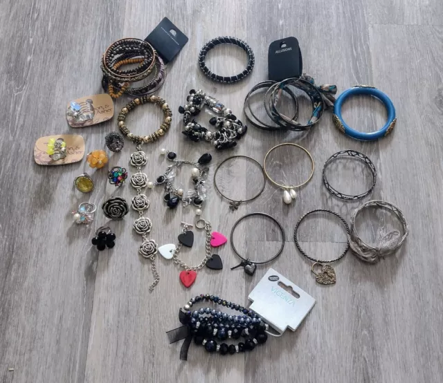 Costume Jewellery Bundle Bangles Bracelets Rings New with Tags and Used