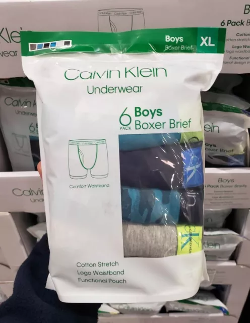 Calvin Klein Boys' Youth Boxer Briefs, 6-pack UNDERWEAR SHORT S M L XL Boy's CK