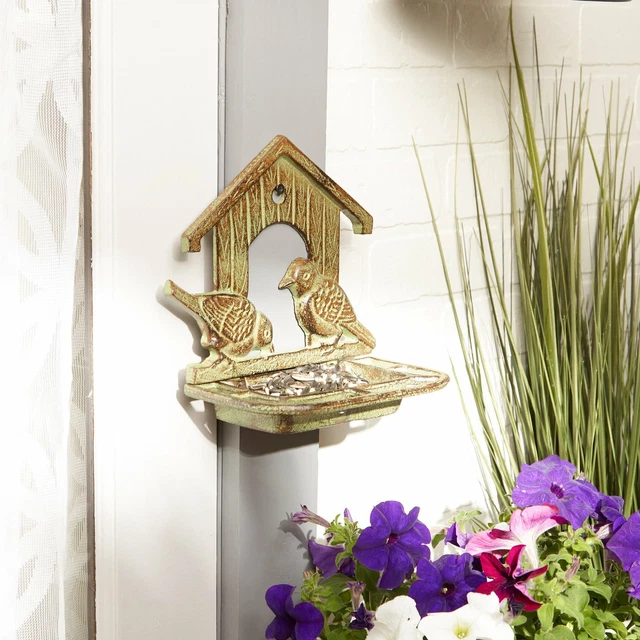 WALL MOUNTED CAST IRON BIRDFEEDER - 11 1/4" x 9 3/4" HIGH - CAST IRON - BRONZE