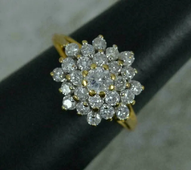 2.00CT Round Cut Lab-Created Diamond 14K Yellow Gold Plated Cluster Wedding Ring
