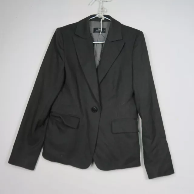 Cue Womens Blazer Jacket 10(AU) or Small Grey Collared Long Sleeve Office Formal