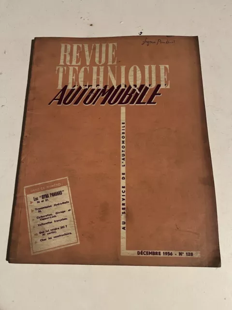 Revue Technique Automobile RTA n°128 - Décembre 1956 - Dyna Panhard -