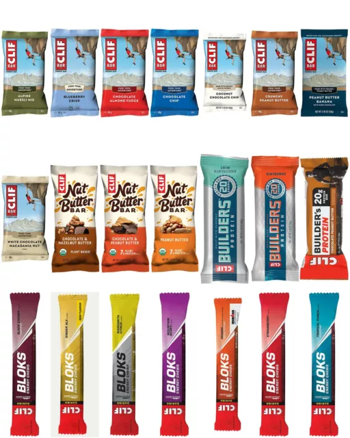 Clif Bars - Energy, Nut Butter, Protein and Shot Bloks - All Flavours and Sizes