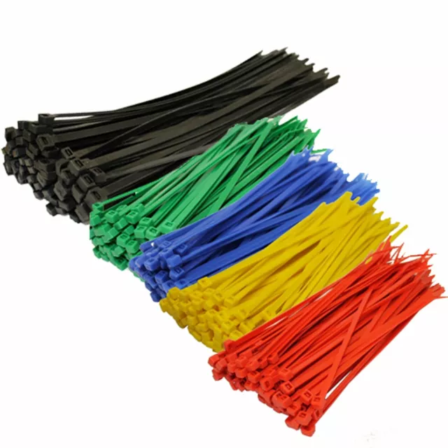 1000 Pieces 8"&4" Assorted Size & Color Nylon 18 lbs Cable Zip Ties Self Locking