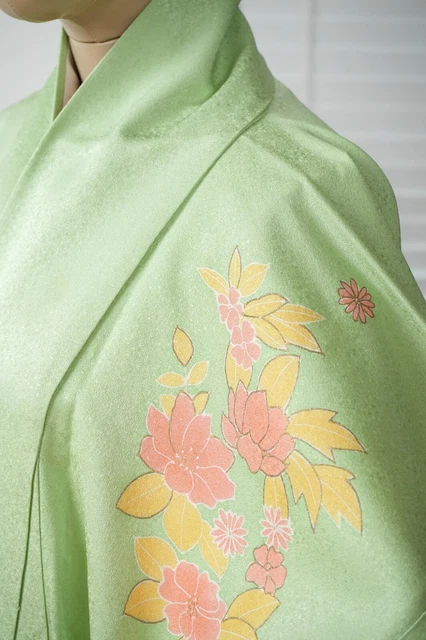 Dear Vanilla Japanese Silk Kimono Women's Robe Gown Authentic Japan Vintage Mint 4