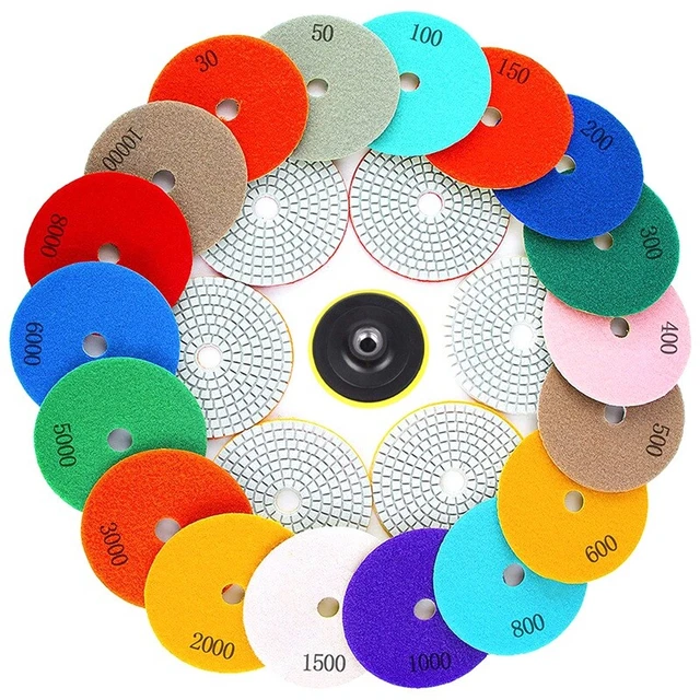 Diamond Polishing Pads 4 Inch with M10 Backer Pad for Drill Grinder Polishe R1B7