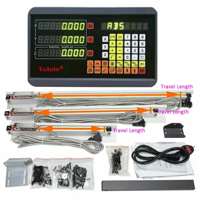 Linear Scale 150+300+550mm w/ 3Axis Digital Readout DRO Display Kit, US STOCK 2