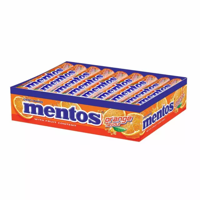 Mentos Orange Flavour Chewy Candy Stick Pack 655.2 g- Pack of 18 Candy