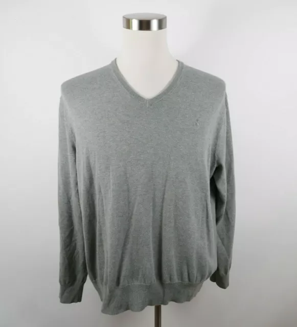 Polo Ralph Lauren Mens Pima Cotton Long Sleeve V Neck Solid Gray Sweater Size XL