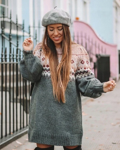 Zara knit dress hot sale with puff sleeves