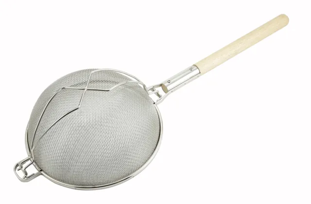 14" Double Mesh Strainer, Reinforced, Round Hdl, Nickle Plated (6 Each)