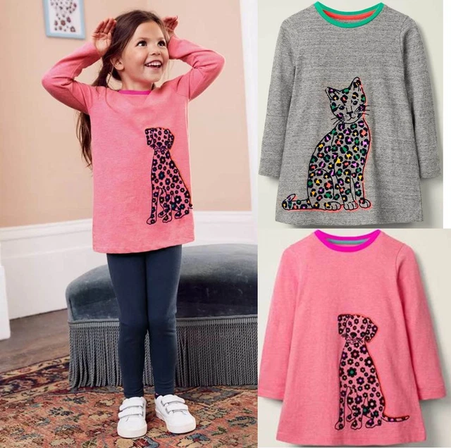 Mini Boden marl flock tunic top dress dog pink NEW ages  3 4 5  years jersey