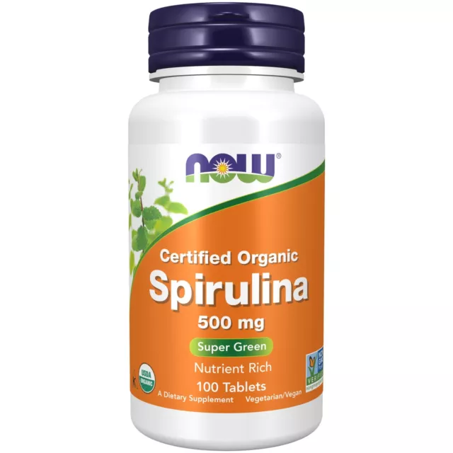 Now Foods Spirulina 500MG 100 Tabletas,Supercomida,Estimulante,Inmunidad