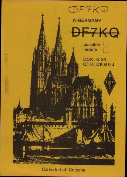 Ak QSL Karte, Funkerkarte DF7KQ, DF7KD, Köln am Rhein, Dom - 2897751