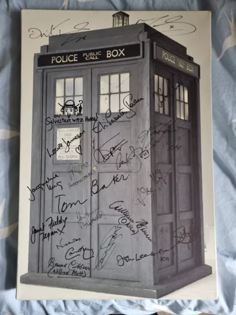 Doctor Who Tardis Canvas Signed by David Tennant, Matt Smith, Tom Baker + Many