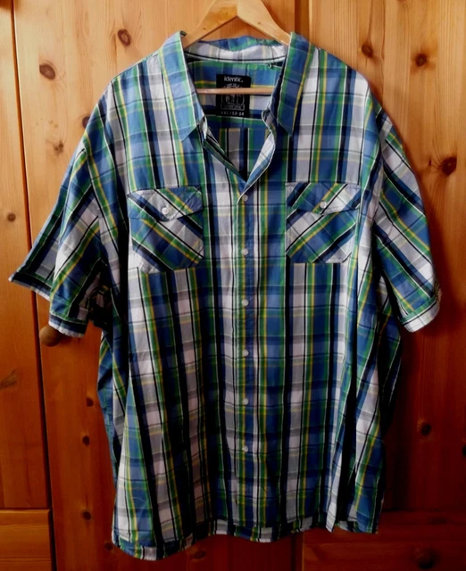 IDENTIC Gr. 6XL 6 XL Übergröße Herren Hemd Kurzarm  Kariert  100% Baumwolle