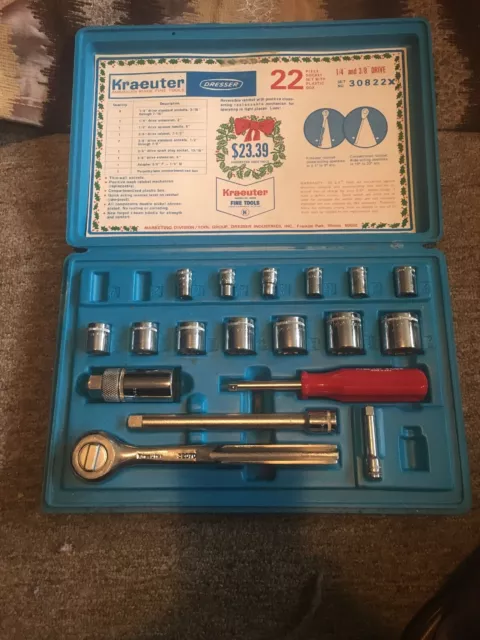 Kraeuter USA 3/8" Drive Ratchet Standard Socket Tool Set Kit 30822 With Case P2-
