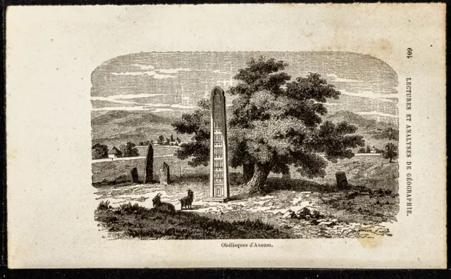 1884 - Obelisk Di Axoum / Aksoum IN Etiopia - Incisione Antica - Africa Egitto