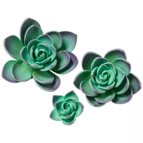 6 suculentas púrpuras individuales pasta de goma gumpaste flores fondant azúcar 6 suculentas púrpuras individuales pasta de goma gumpaste flores fondant azúcar